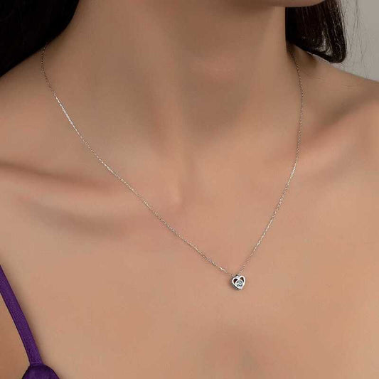 Crystal Stone Heart Women's Silver Necklace