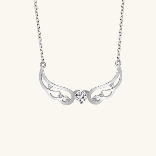 Crystal Stone Wing Women's Silver Necklace