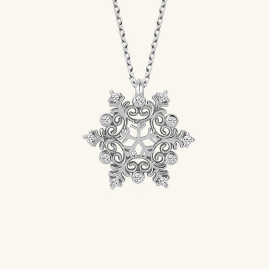Crystal Stone Snowflake Women's Silver Necklace