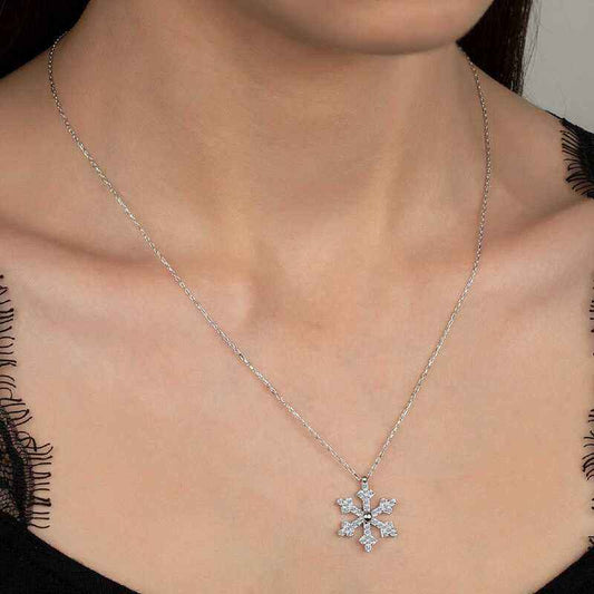 Swarovski Stone Snowflake Women's Silver Necklace