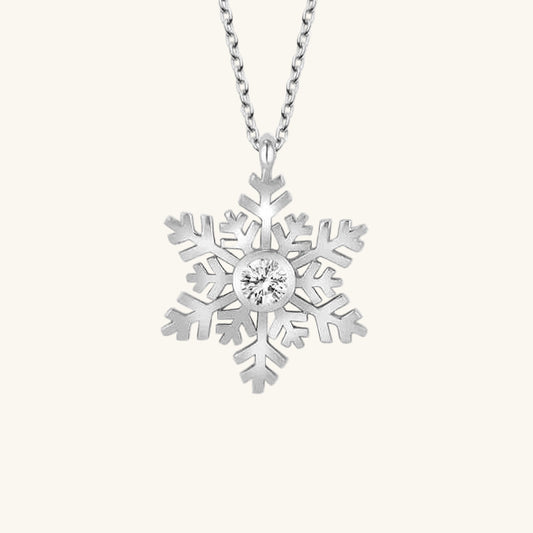 Crystal Stone Snowflake Women's Silver Necklace