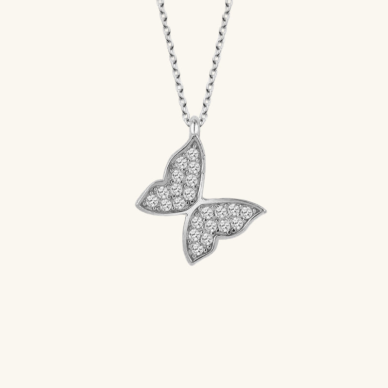Swarovski Stone Butterfly Women's Silver Necklace
