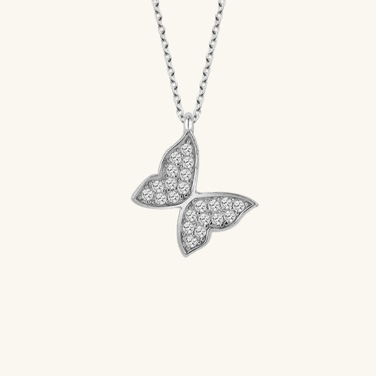 Swarovski Stone Butterfly Women's Silver Necklace
