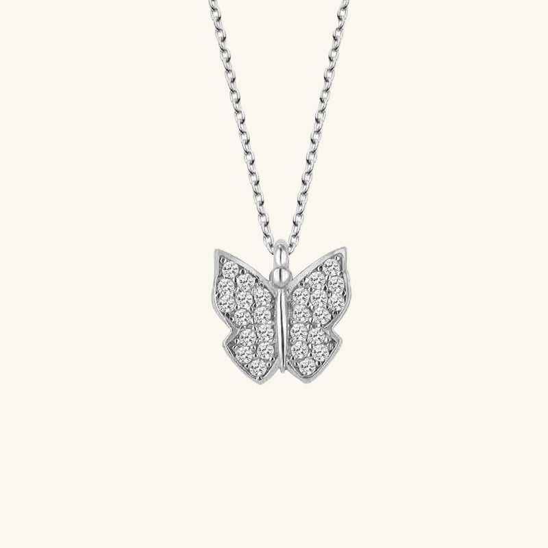 Swarovski Stone Butterfly Silver Necklace