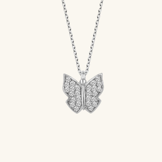 Swarovski Stone Butterfly Silver Necklace