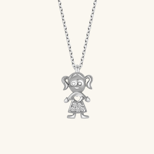 Crystal Stone Girls' Silver Necklace