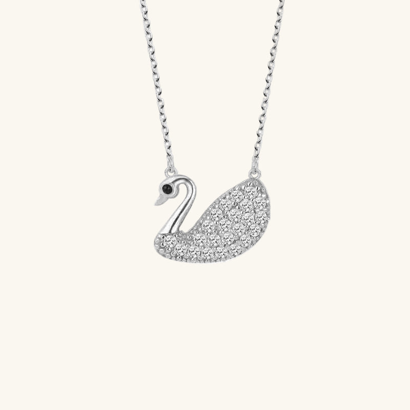 Swarovski Stone Swan Women's Silver Necklace