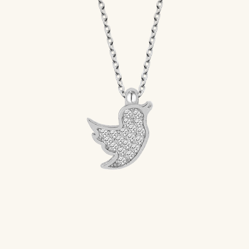 Swarovski Stone Bird Women's Silver Necklace