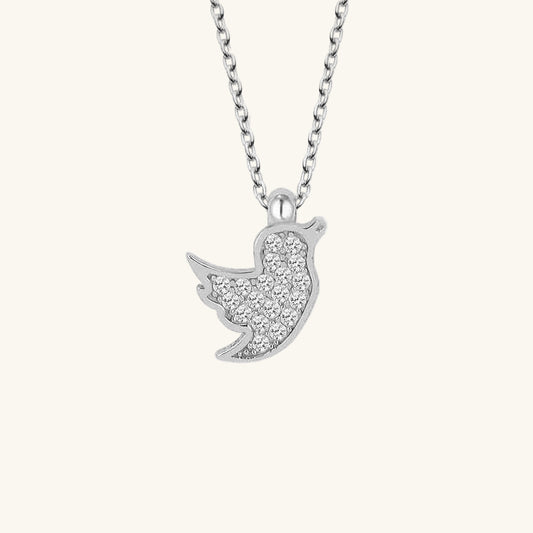 Swarovski Stone Bird Women's Silver Necklace