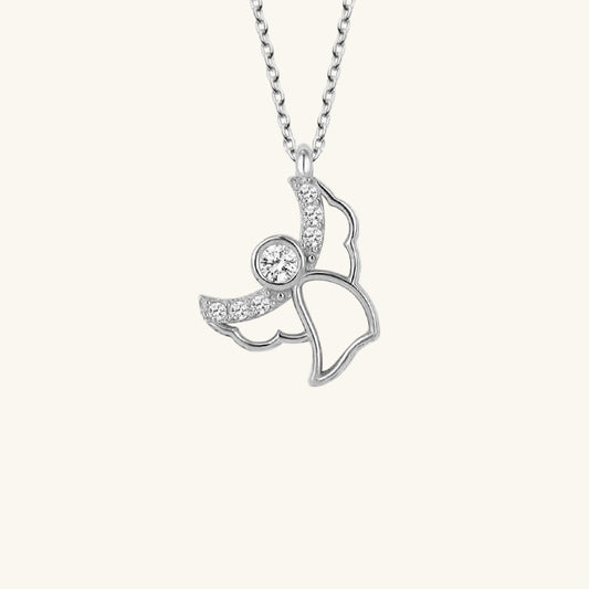 Crystal Stone Angel Women's Silver Necklace