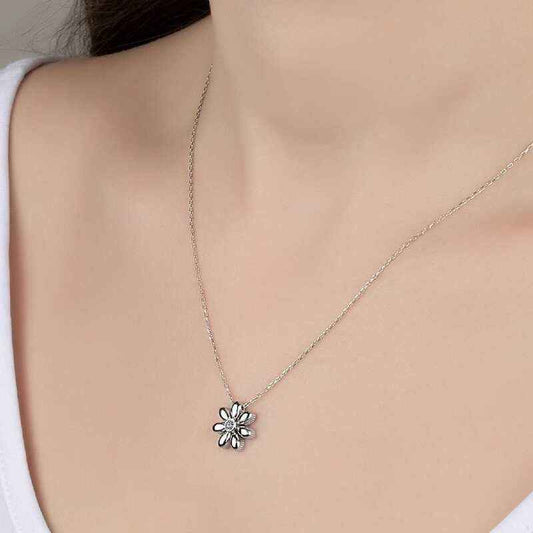 Swarovski Stone Daisy Women's Silver Necklace