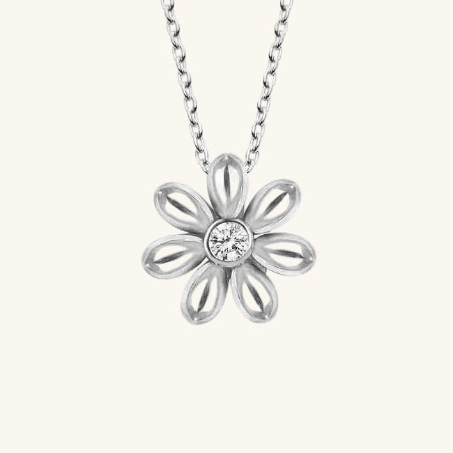 Swarovski Stone Daisy Women's Silver Necklace