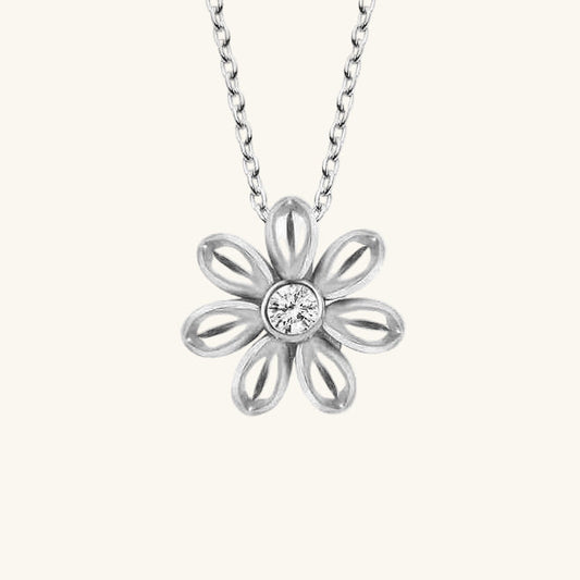 Swarovski Stone Daisy Women's Silver Necklace