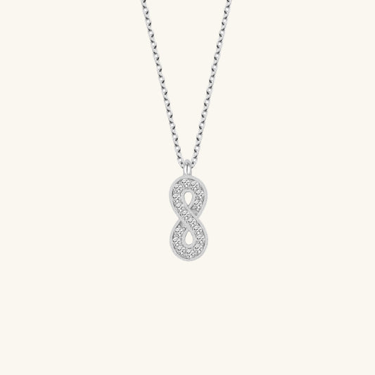Crystal Stone Infinity Women's Silver Necklace
