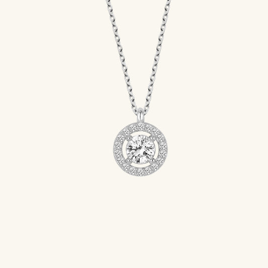 Crystal Stone Single Stone Women's Silver Necklace
