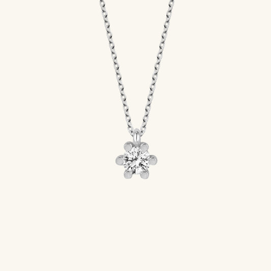 Crystal Stone Women's Silver Solitaire Necklace