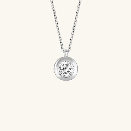 Crystal Stone Solitaire Women's Silver Necklace