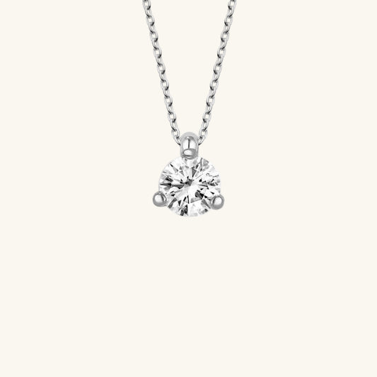 Crystal Stone Solitaire Women's Silver Necklace