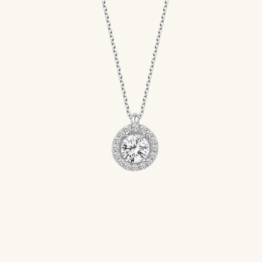 Crystal Stone Single Stone Women's Silver Necklace