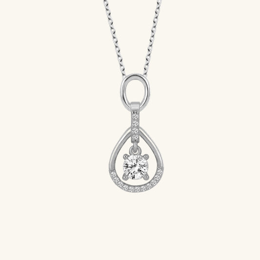 Crystal Stone Single Stone Women's Silver Necklace