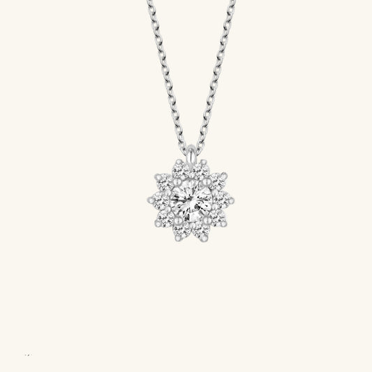 Crystal Stone Single Stone Women's Silver Necklace