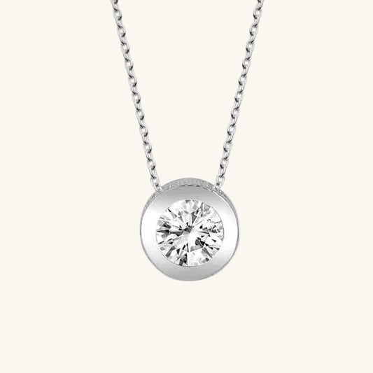 Crystal Solitaire Women's Silver Necklace
