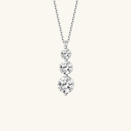 Crystal Stone Three-Stone Single-Stone Women's Silver Necklace