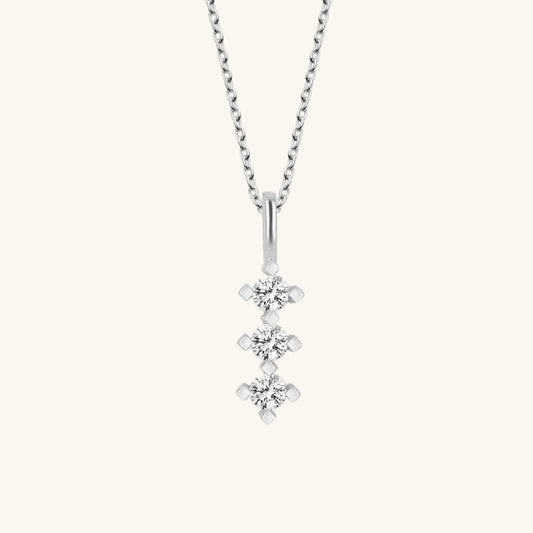 Crystal Stone Three-Stone Single-Stone Women's Silver Necklace