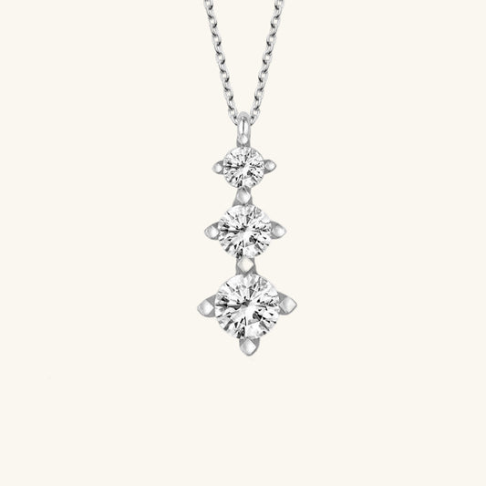 Crystal Stone Three-Stone Single-Stone Women's Silver Necklace