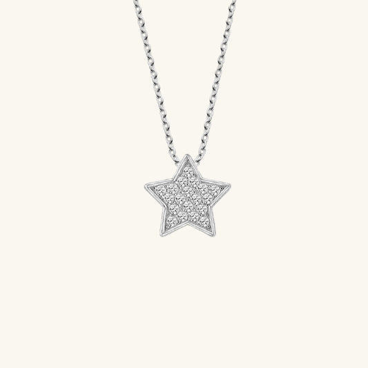 Crystal Stone Star Women's Silver Necklace