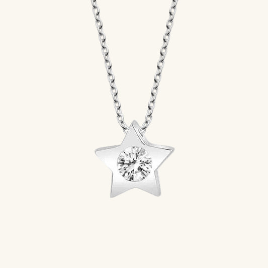 Crystal Stone Star Women's Silver Necklace