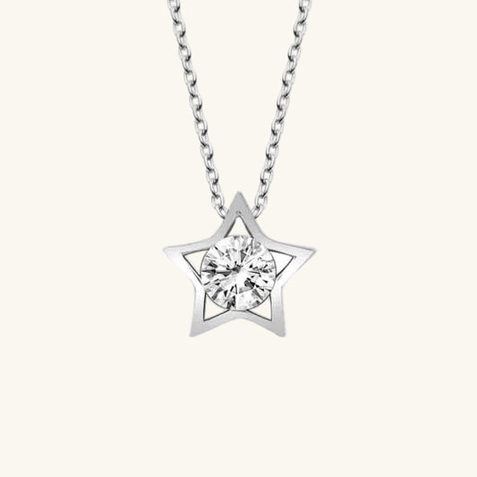 Crystal Stone Star Women's Silver Necklace