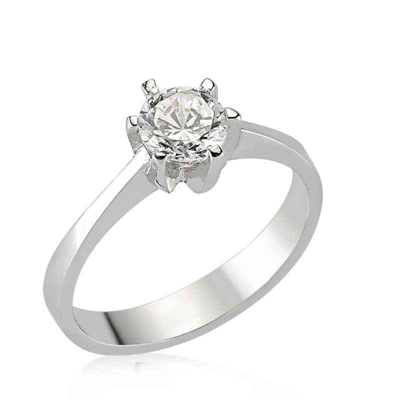 Single Stone Women's Silver Ring