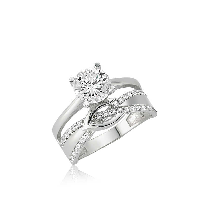 Single Stone Knot Silver Ring