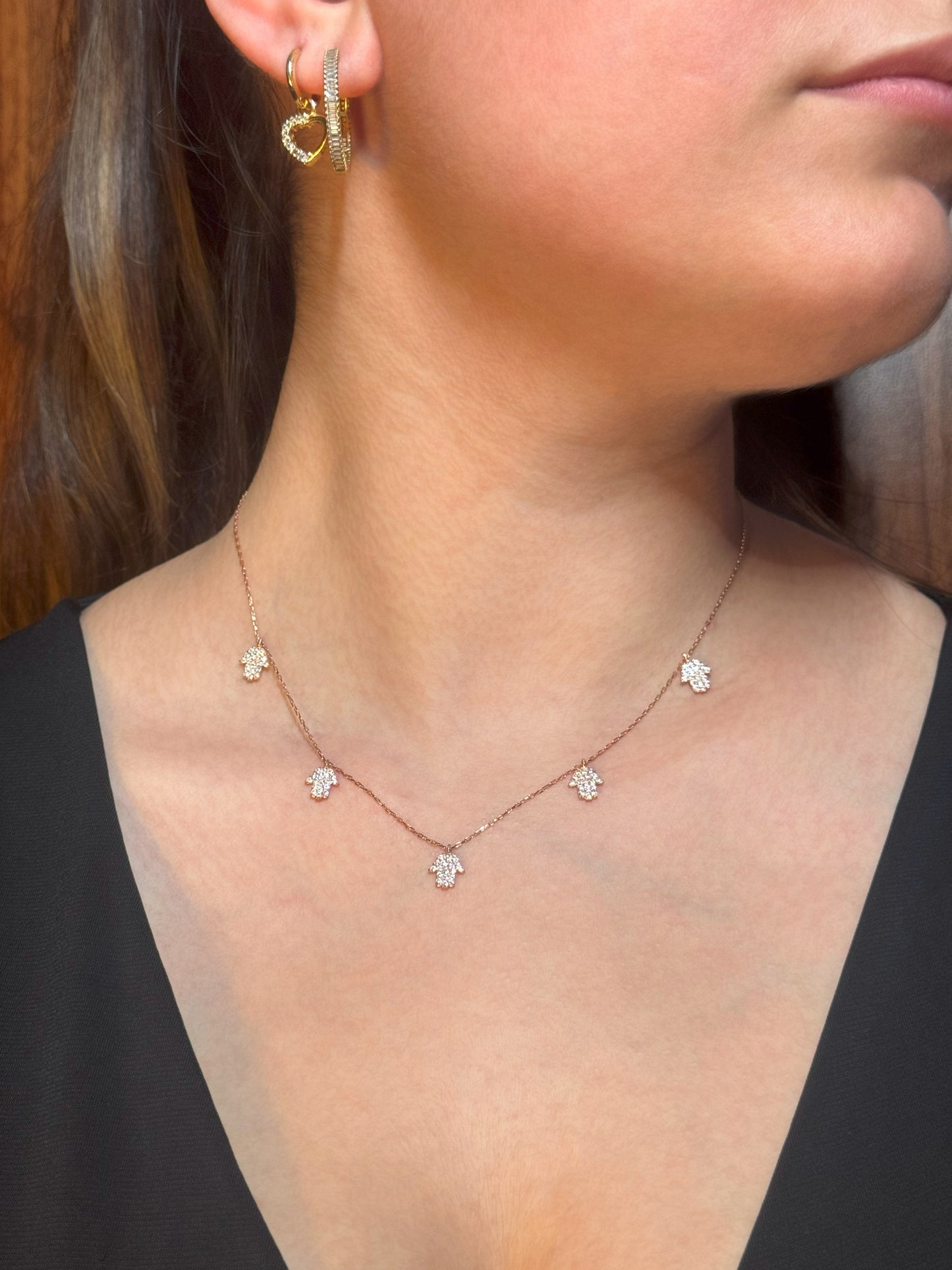 5 White Hand Silver Necklace