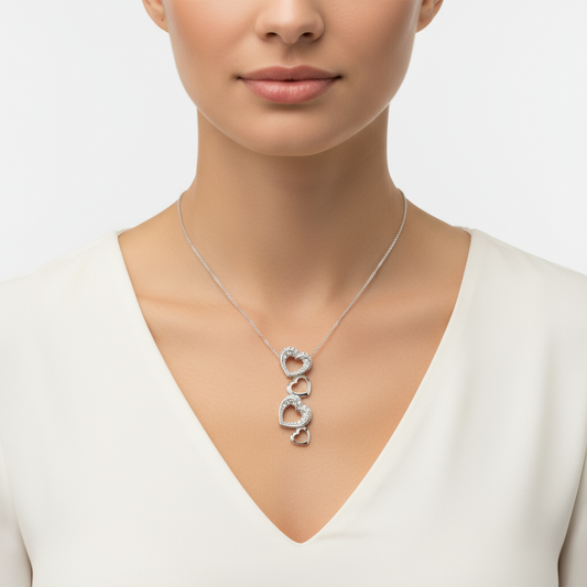 Herzen Damen Silber Halskette