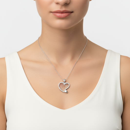 Herzförmige Damen-Silberkette