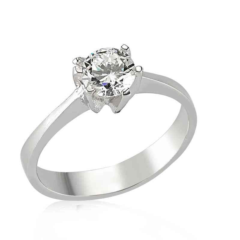 Single Stone Women's Silver Ring