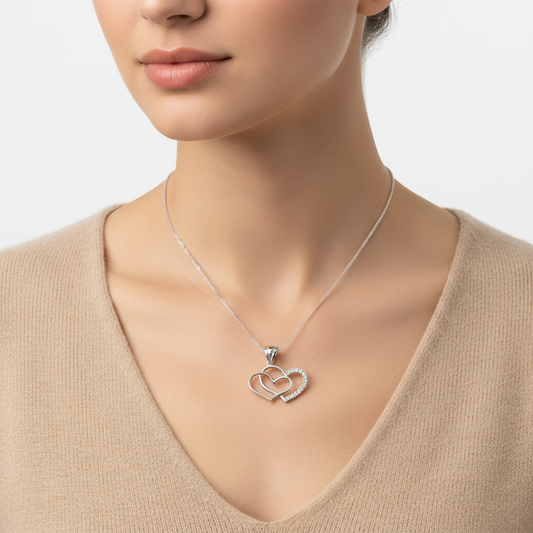 Herzförmige Damen-Silberkette