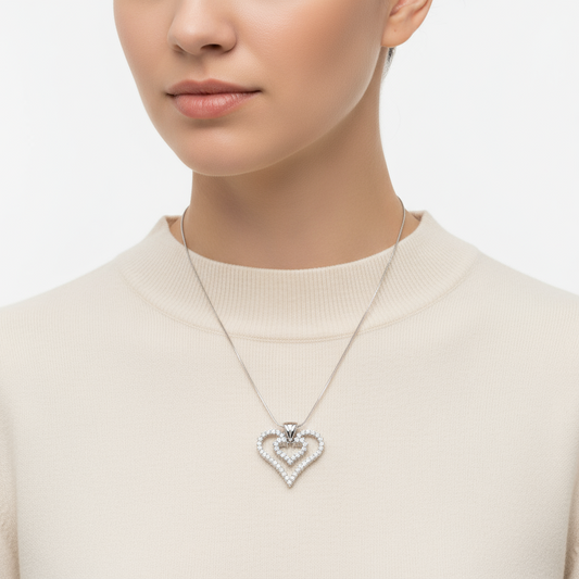 Herzförmige Damen-Silberkette