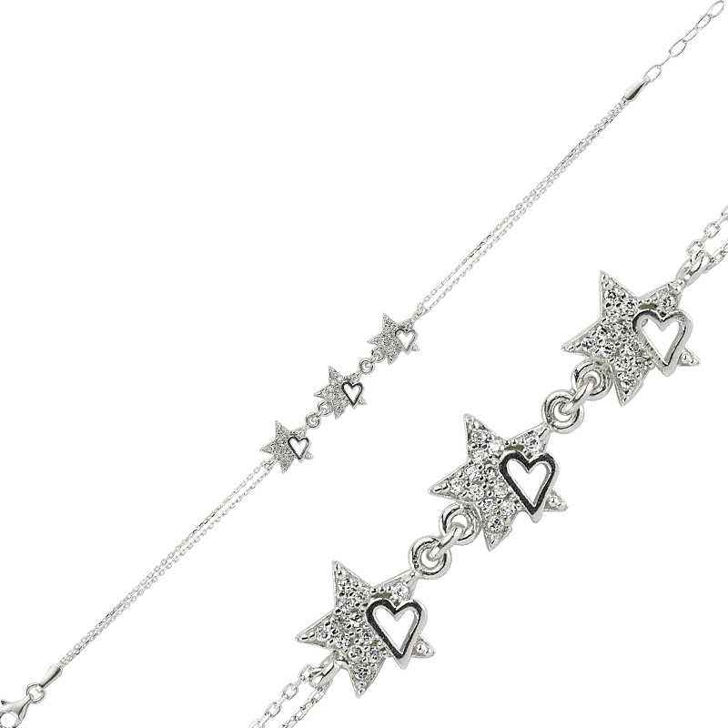 Heart and Star Women's Silver Bracelet