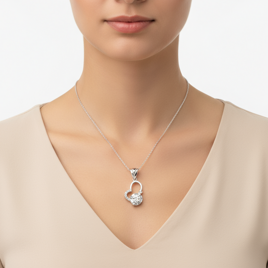 Liebe eingeschrieben Herz Damen Silber Halskette