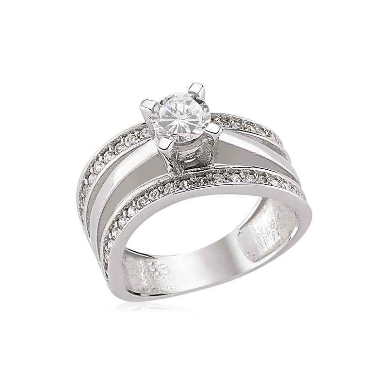 Single Stone Women's Silver Ring