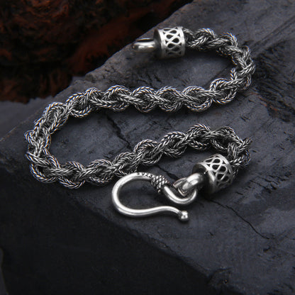 925 Sterling Silver Distressed Woven Twisted Bracelet