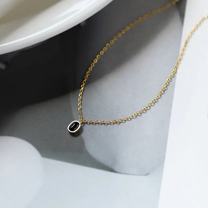 925 Sterling Silver Black Agate Pendant Necklace