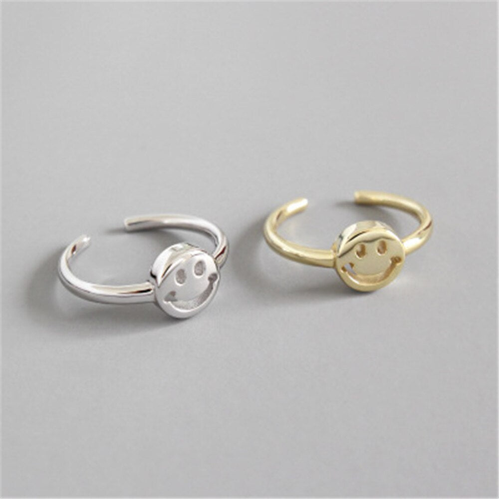 925 Sterling Silver Smile Adjustable Rings