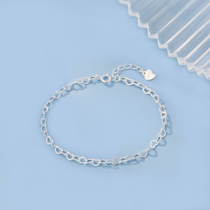 925 Silver Heart Bracelet Simple Temperament Heart-shaped