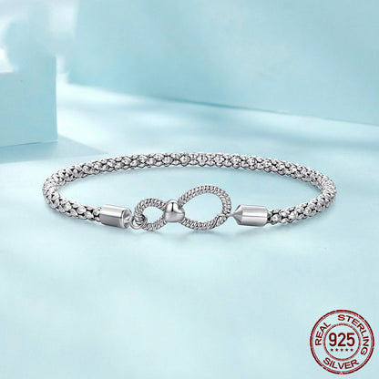 925 Sterling Silver Minimalist Infinite Loop Jewelry Women's Bracelet