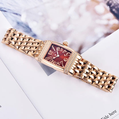 Fashion Shell Face Square Quartz With Diamonds Women's Watch