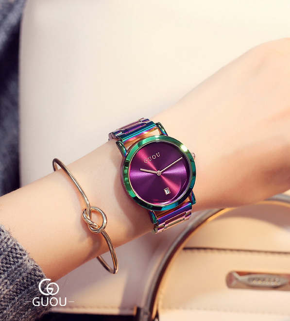 Colorful Steel Belt Fashion Color Simple  Women's Watch